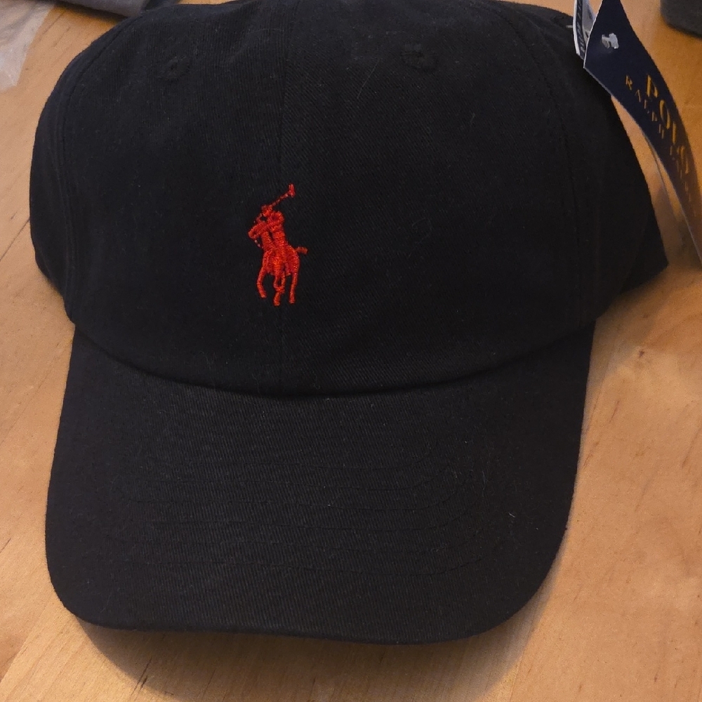 Ralph Lauren Black Cap with Red Logo - Picture 2 of 4